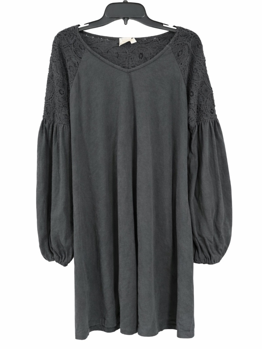 White Crow Black Lace Boho Mini Dress Tunic Size L Flowy